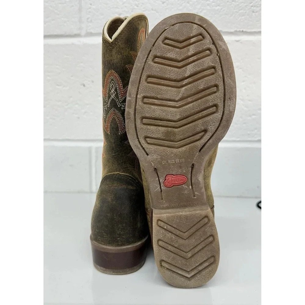 Justin Stampede Collection Kids Cowboy Boots  / Tan Clover Brown / Boys Size 2.5
